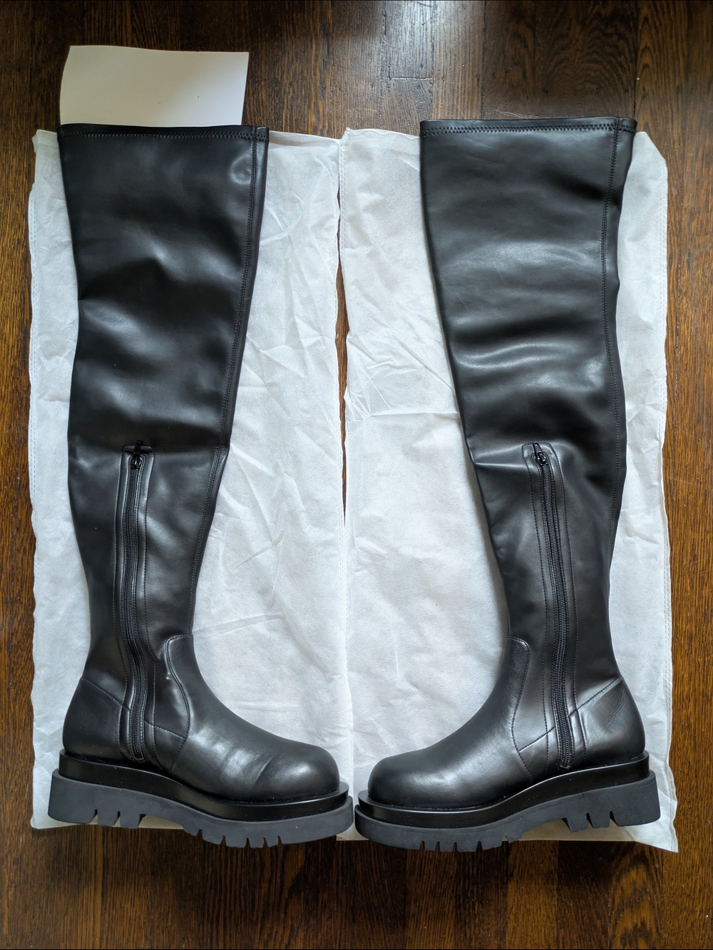 NEW Jeffrey Campbell "Tanked-OK" Black Over-the-Knee Boots Women's Sz 12 NIB NWT - Picture 3 of 6